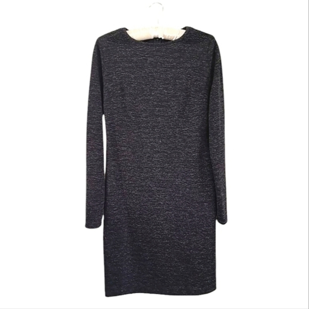 Adrienne Vittadini Gray Long Sleeve Sheath Dress Shoulder Beading Detail Size 6 - Picture 10 of 11